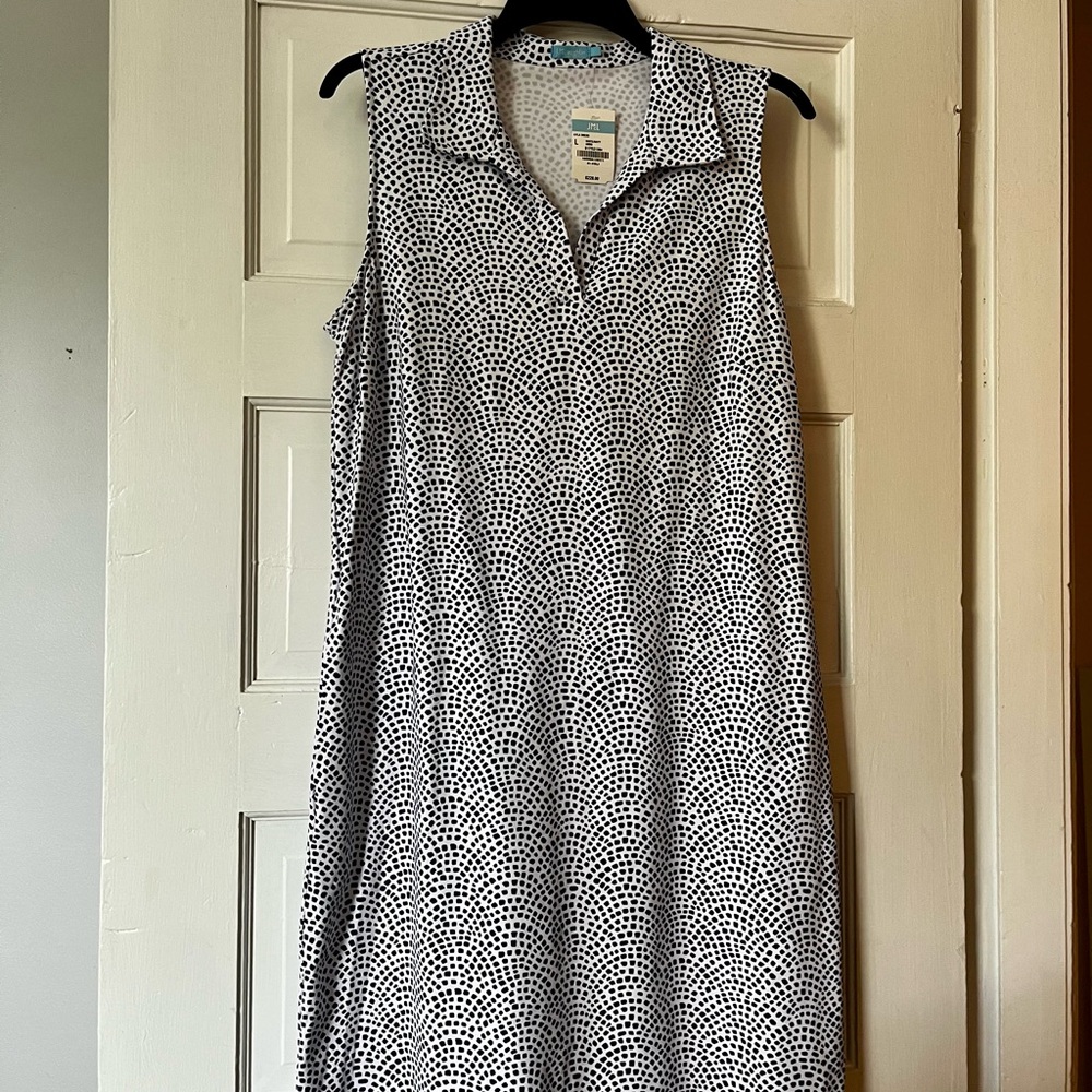 J. McLaughlin Ayla Navy and White Sleeveless Dress. NWT Sz L